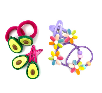 Набор резинок для волос 2шт + заколки 2шт Набор резинок для волос 2шт + заколки 2шт